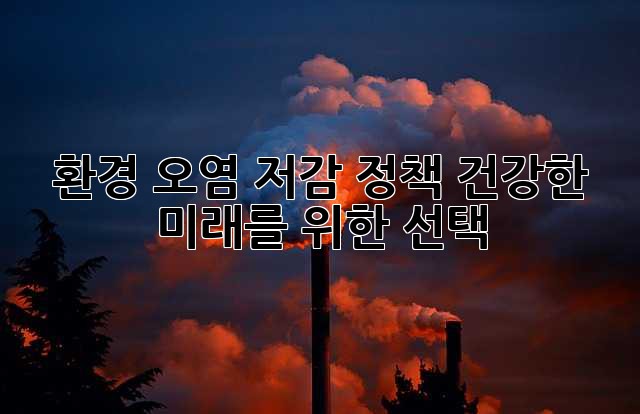 환경 오염 저감 정책: 건강한 미래를 위한 선택