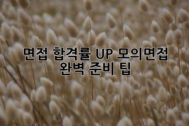 면접 합격률 UP! 모의면접 완벽 준비 팁