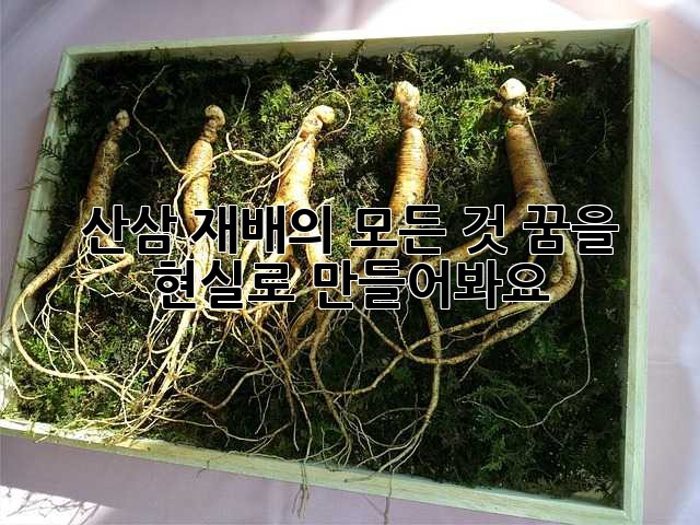 산삼 재배의 모든 것: 꿈을 현실로 만들어봐요!