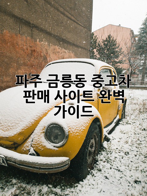 파주 금릉동 중고차 판매 사이트 완벽 가이드