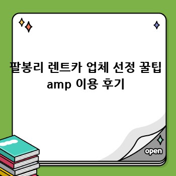 팔봉리 렌트카 업체 선정 꿀팁 amp 이용 후기